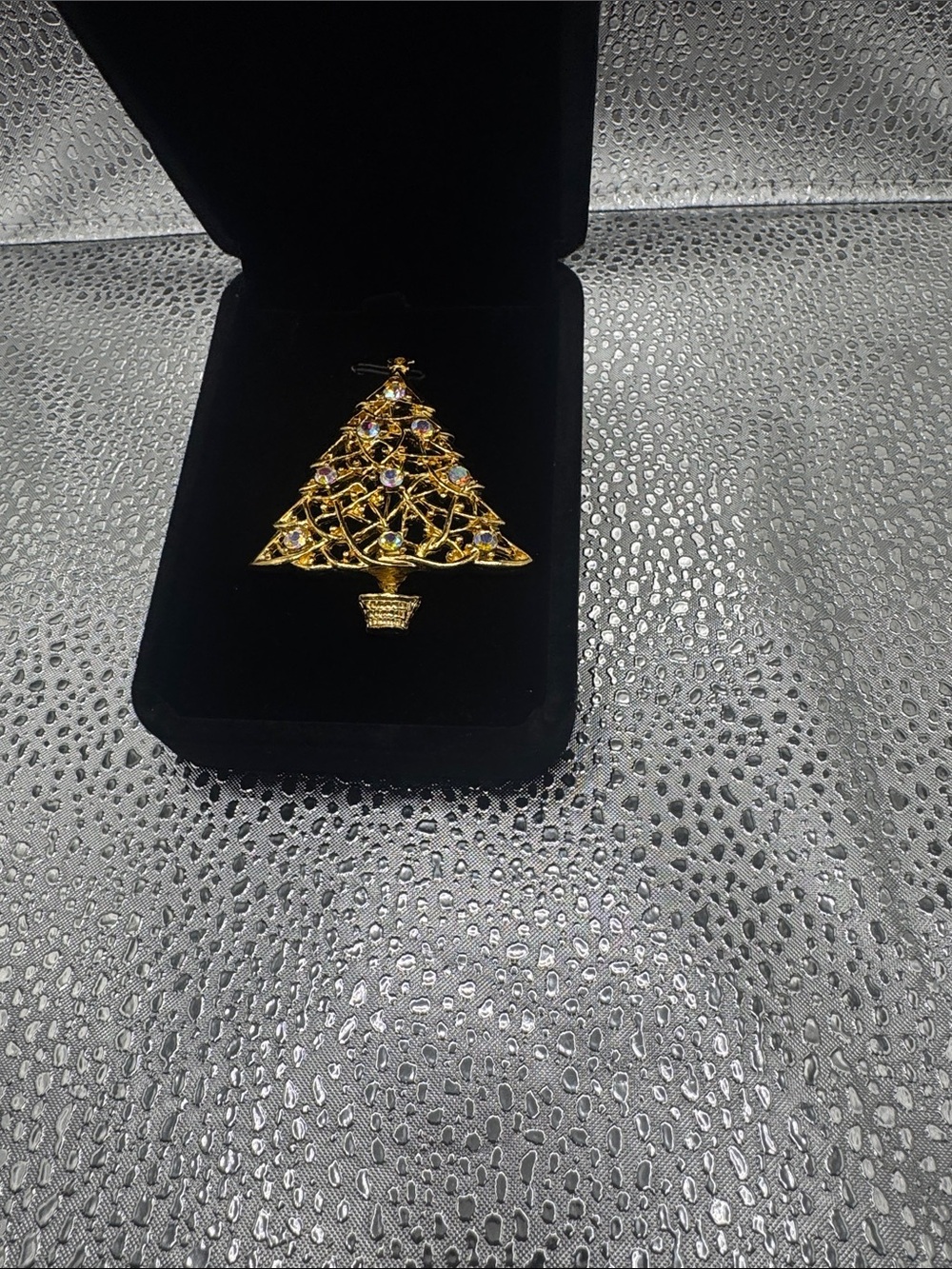Gold-Tone Crystal Christmas Tree Brooch - Women Jewelry